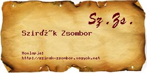 Szirák Zsombor névjegykártya